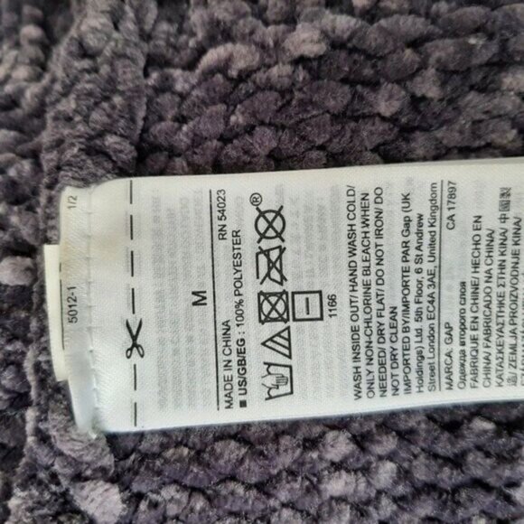 GAP Chenille Crewneck Sweater Soft Relaxed Fit Grey Sz M - Picture 9 of 9